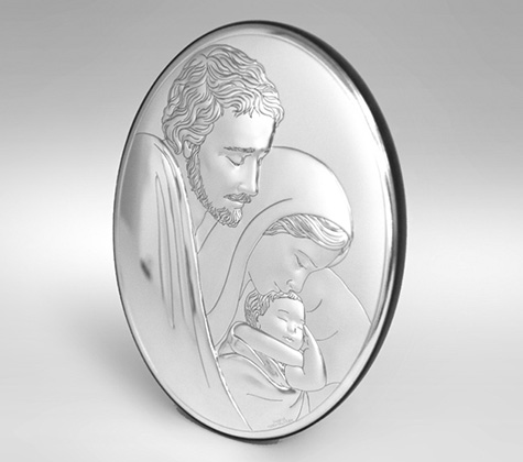 obrazek srebrny z grawerem - Święta Rodzina