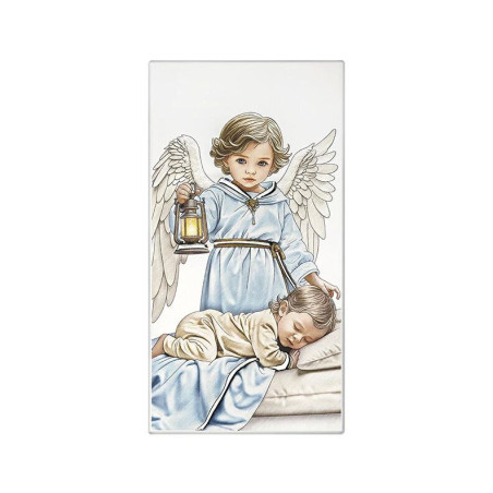 Aniołek Stróż - obrazek na białym drewienku dla chłopca Iconic IC104/2C