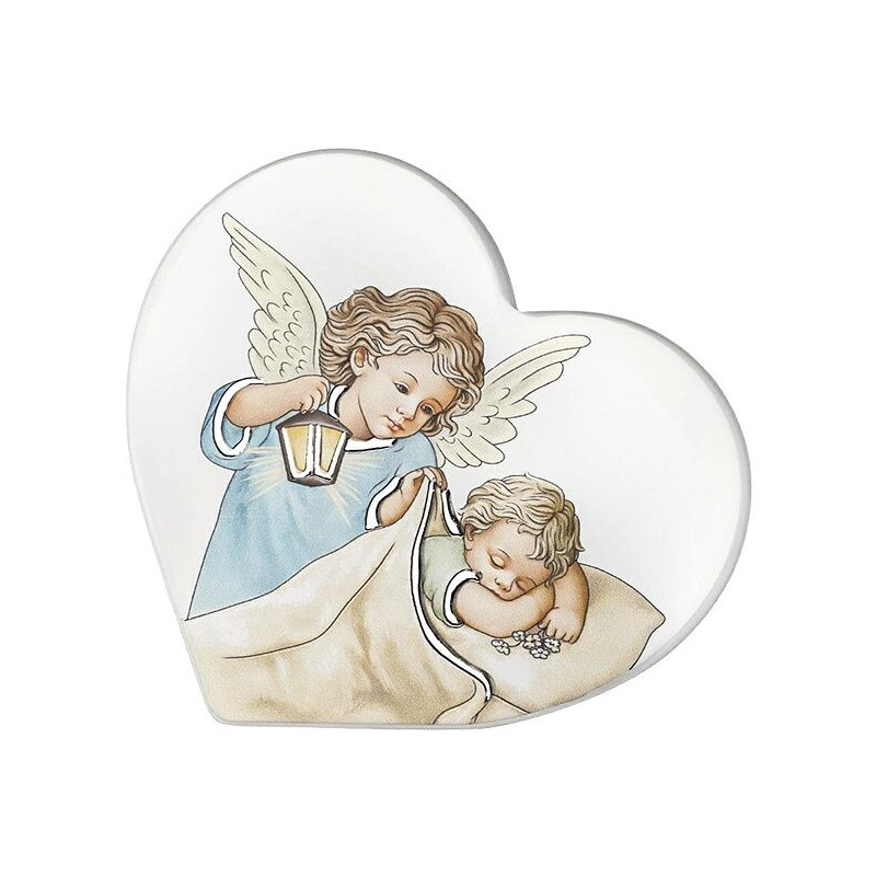 Aniołek Stróż - obrazek na białym drewienku dla chłopca Iconic IC106/1C